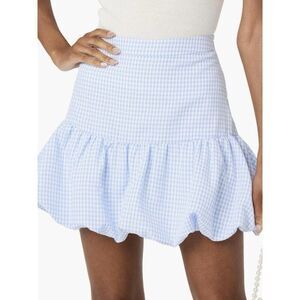 ASTR the Label Blue Gingham Bubble Hem Mini Skirt Coquette Dorothy Wizard of Oz